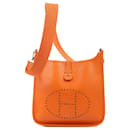 Sac à épaule Hermès Evelyne 1 29 PM Veau Epsom Orange avec accessoires en métal argenté □I: 2005