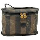 Fendi Pecan Canvas Vanity Cosmetic Pouch Black Brown