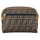 Fendi Zucca Canvas Leather Clutch Bag