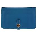 Hermes Dogon GM Long Wallet Blue Jean Silver Hardware - Hermès