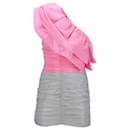 Rotate Birger Christensen One-Shoulder Ruffled Mini Dress in Pink Acetate - Autre Marque