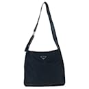 Bolsa de ombro Prada em nylon/couro com placa de logo triangular Tessuto