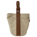 Hermes Canvas/Leather Saxo PM Handbag Beige Brown Silver Hardware - Hermès