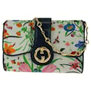 Gucci Vintage Flora Schultertasche aus Canvas/Leder mit ineinandergreifendem G