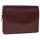 Cartier Clutch Bag Leather Wine Red