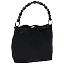 Christian Dior Maris Pearl Hand Bag Nylon Black Silver Auth am6778