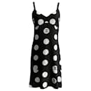 Chanel Black Polka Dot CC Logo Silk Dress