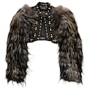 Gucci x Tom Ford Brown Leather Stud Crop Jacket