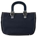 Fendi Navy Canvas and Leather Handbag