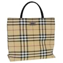BURBERRY Nova Check Hand Bag PVC Beige Silver Auth yb666 - Burberry