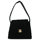 Chanel 1997 Quilted CC Turn-Lock Handbag in Black Velvet