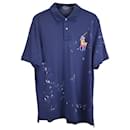 Polo Ralph Lauren Pony Paint Splatter Polo Shirt in Navy Blue Cotton