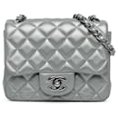 Chanel Silver Mini Square Classic Calfskin Single Flap