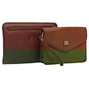 Burberrys Clutch Bag Leather 2Set Brown Auth ti1987 - Autre Marque