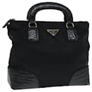 PRADA Hand Bag Nylon Black Gold Auth 90383 - Prada