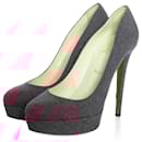 Gray "bianca 140" Wool Platform Court Shoes. - Christian Louboutin