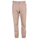 Gucci Contrast Stripe Logo Trim Detail Trousers in Brown Cotton