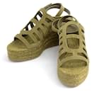 Hermes Espadrille Wedge Sandals Khaki - Hermès