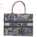 Book Tote Medium Embroidery Canvas Bag Pink - Dior