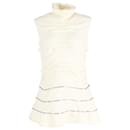  JW Anderson Turtle Neck Ruched and Zipper Detailed Sleeveless Top in Cream Cotton