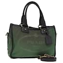 PRADA Hand Bag Nylon 2way Khaki Gold Auth 90222 - Prada