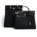 Hermès Herbag Black Canvas Leather Back Pack x2 Pristine Hermes