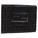 Portefeuille en toile Zucchino FENDI marron argent authentique am6905 - Fendi
