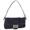 FENDI Mamma Baguette Sac à épaule en denim bleu marine argent authentique yk15240A - Fendi