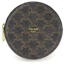 Celine Triomphe Coin Case PVC Leather Black Brown - Céline