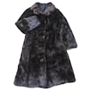 Mink Fur Long Coat with Floral Embroidery - Autre Marque
