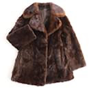 Mink Design Real Fur Short Coat Jacket, Dark Brown - Autre Marque