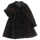 SAGA MINK Real Fur Semi-Long Coat Brown - Autre Marque