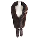 Fox Fur Shawl Stole Tippet Dark Brown - Autre Marque