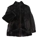 SAGA MINK Genuine Fur Coat Dark Brown - Autre Marque