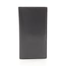 Valextra Bi-fold Long Wallet in Black Leather