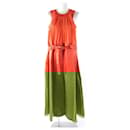 Sacai Cotton Polyester Silk Satin Mix Dress Orange - Autre Marque