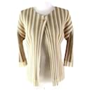 Polyester Stripe Layered 3/4 Sleeve Cardigan - Autre Marque