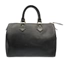 LOUIS VUITTON Speedy 25 Epi Handbag M43012 Black Leather (engraved LV logo) - Louis Vuitton