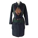 Kolor Argyle Vest Layered Coat Navy Women - Autre Marque
