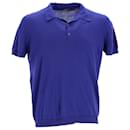  Prada Knitted Short Sleeve Polo Shirt in Blue Wool