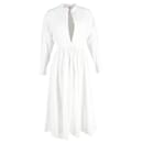  Alexander Mcqueen Midi Button-Up Long Sleeve Shirt Dress in White Cotton