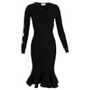 Alexander Mcqueen Knitted Midi Cutout Detail Dress in Black Wool