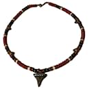 Authentic Alexander McQueen Rare Tribal Beaded 4 Skull Shark Tooth Necklace - Alexander Mcqueen
