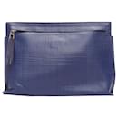 Loewe T Pouch Textured Checkered Leather Zip Wrist Clutch Bag