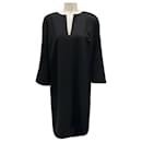 Lafayette 148 New York Black Tie Detail Long Sleeved Crepe Dress - Autre Marque