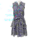 Saloni Turquoise Multi Floral Tilly Ruffle Belted Dress - Autre Marque