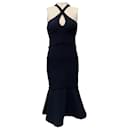 Cinq a Sept Navy Blue Sleeveless Dress with Fringe - Autre Marque