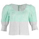 Rixo Emily Scoop Neck Top in Turquoise Cotton - Autre Marque