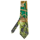 Gianni Versace Green Printed Silk Tie