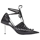 Balenciaga corset leather silver buckles laced pump